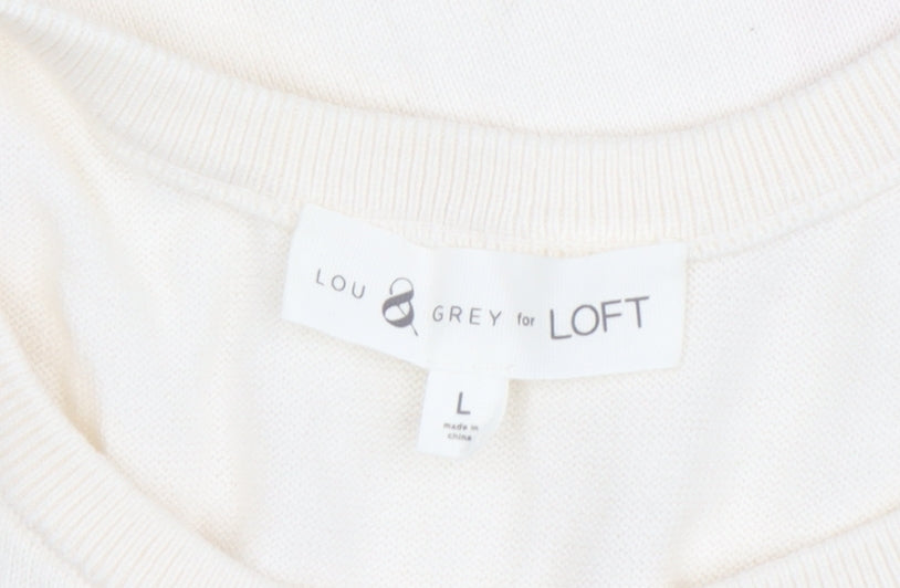 LOU & GREY Ivory Sleeveless Knit Vest L Women's Casual