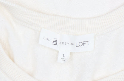 LOU & GREY Ivory Sleeveless Knit Vest L Women's Casual