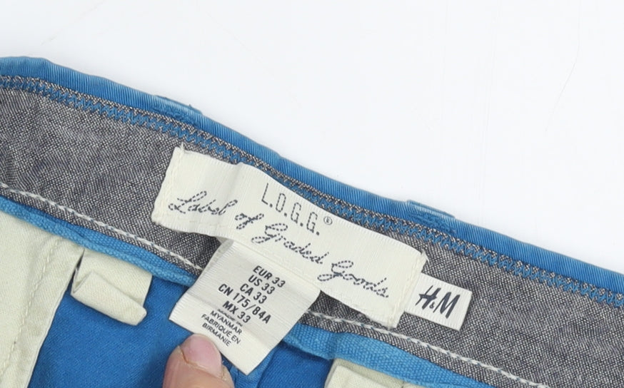 H&M Men's Blue Chino Shorts, Size 33, Casual Style