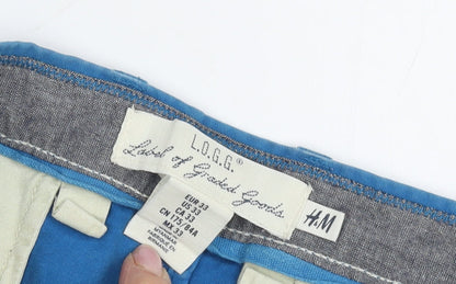 H&M Men's Blue Chino Shorts, Size 33, Casual Style