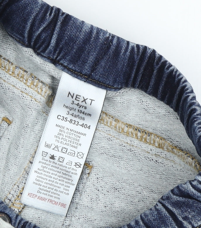 Next Girls Blue Skinny Jeans with Elastic Waist, Size 4 Years
