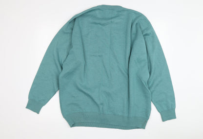 Pierre Sangan Men's Green Geometric 2XL Pullover Jumper