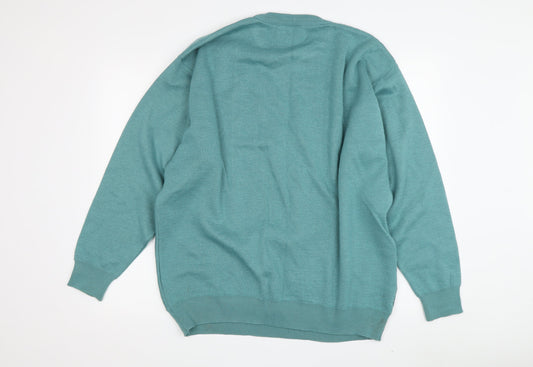 Pierre Sangan Men's Green Geometric 2XL Pullover Jumper