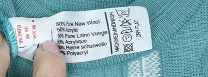 Pierre Sangan Men's Green Geometric 2XL Pullover Jumper