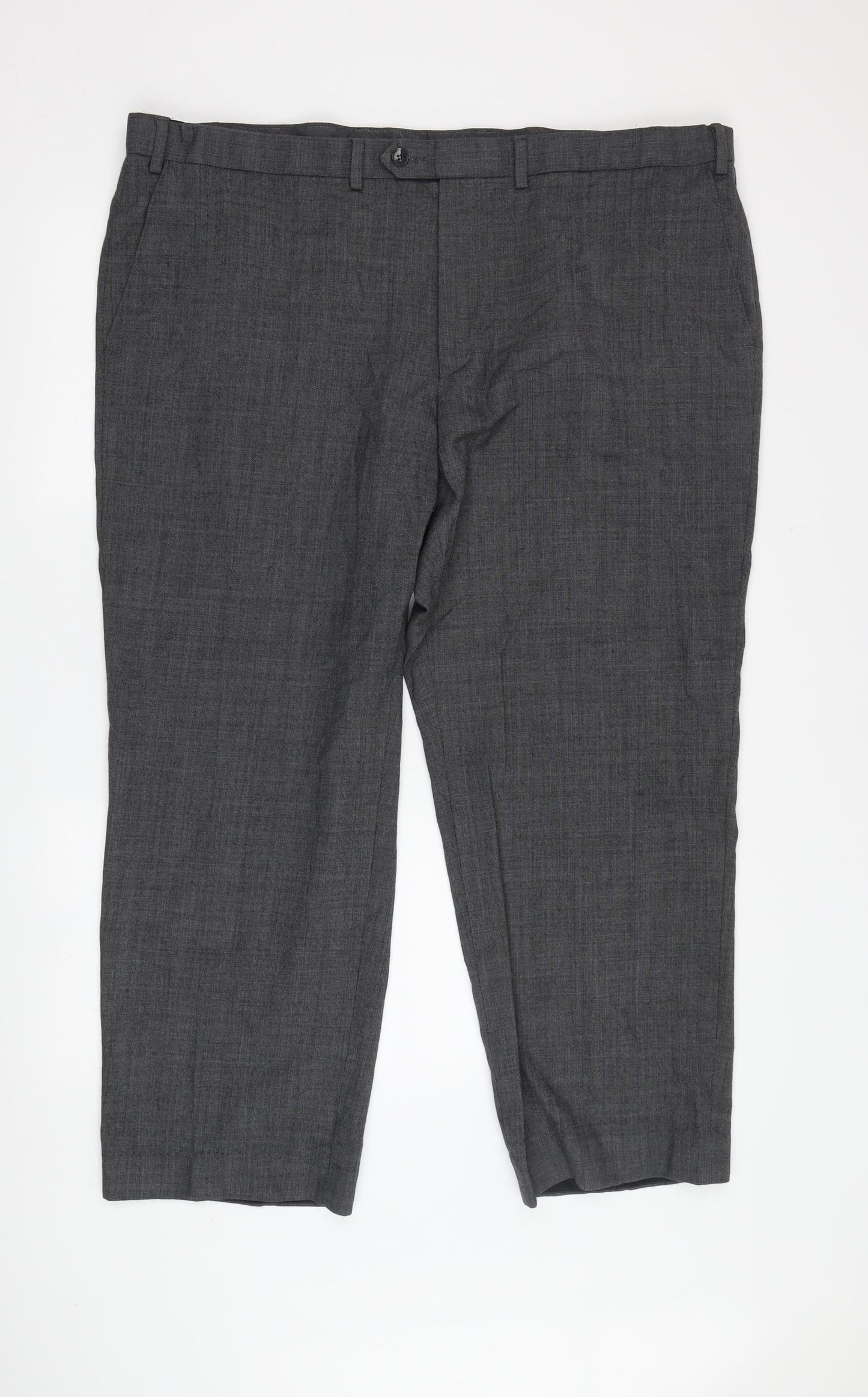 Marks and Spencer Men's Grey Regular Fit Trousers, Size 44