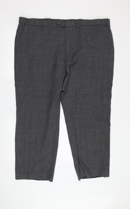 Marks and Spencer Men's Grey Regular Fit Trousers, Size 44