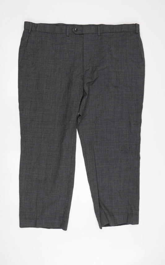 Marks and Spencer Men's Grey Regular Fit Trousers, Size 44