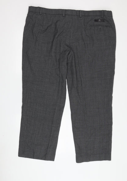Marks and Spencer Men's Grey Regular Fit Trousers, Size 44