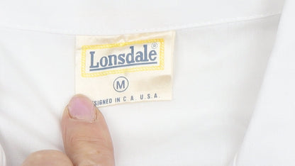Lonsdale Men's White Medium Button-Up Summer Shirt