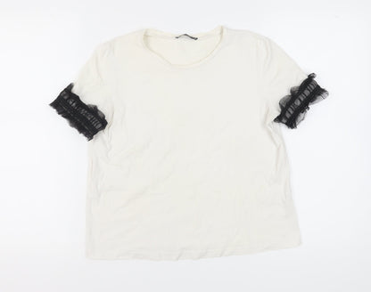 Womens UK Size M Zara White Basic T-Shirt