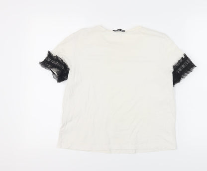 Womens UK Size M Zara White Basic T-Shirt