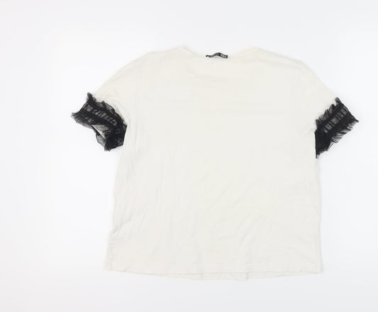 Womens UK Size M Zara White Basic T-Shirt