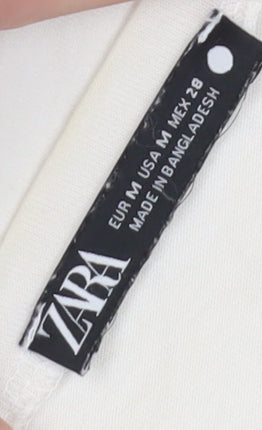 Womens UK Size M Zara White Basic T-Shirt