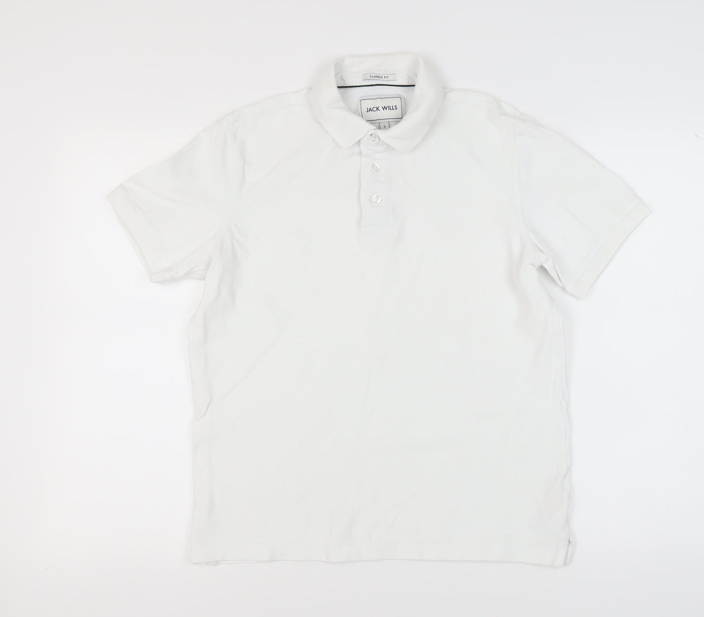 Jack Wills Men's White Polo Shirt - Size S, Classic Style