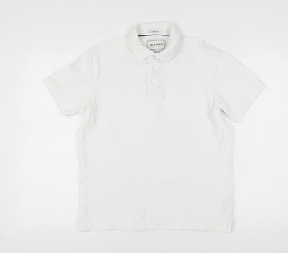 Jack Wills Men's White Polo Shirt - Size S, Classic Style