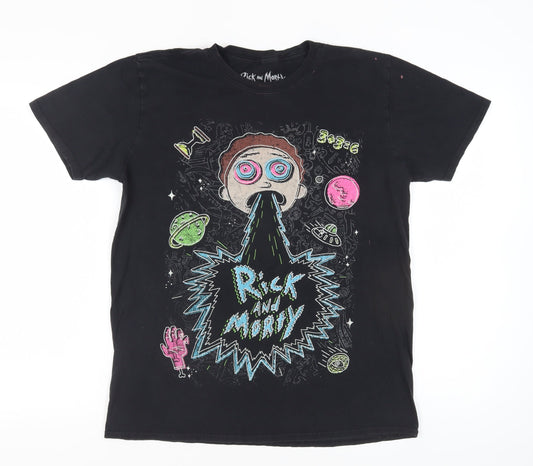 Rick and Morty Men's Black Large Graphic T-Shirt