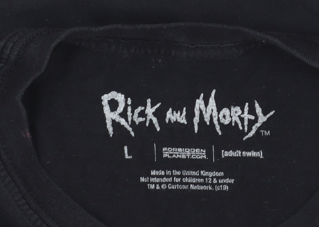Rick and Morty Men's Black Large Graphic T-Shirt