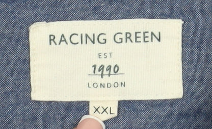 Racing Green Men's Blue 2XL Long Sleeve Button-Up Shirt