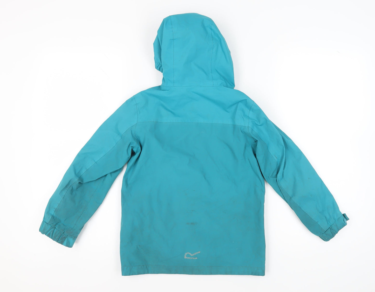 Regatta Girls Blue Waterproof Rain Jacket 7-8 Yrs with Hood