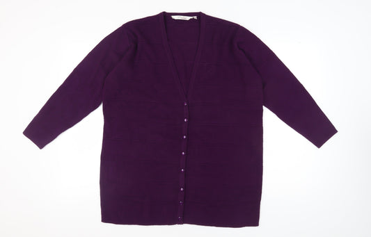 Womens UK Size XL Style by EWM Purple Cardigan Jumper