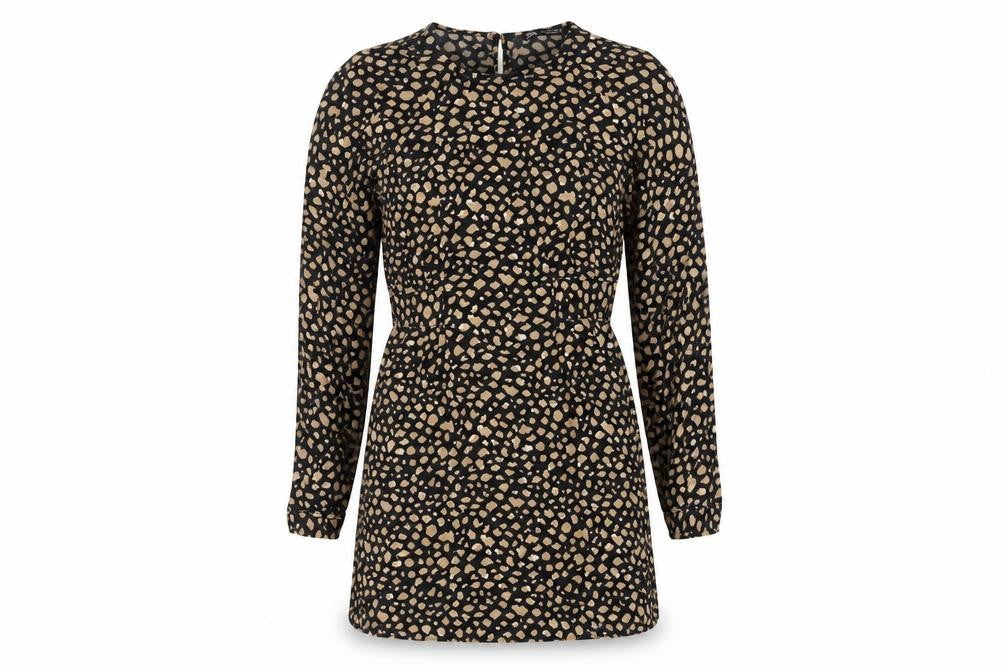 Zara Women's Black Animal Print Shift Dress S