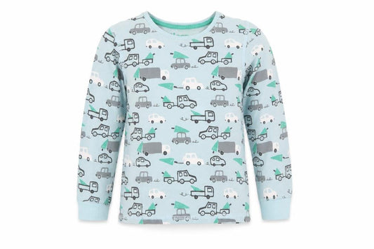 Marks and Spencer Boys Blue Vehicle Print Pyjama Top, 6-7 Years