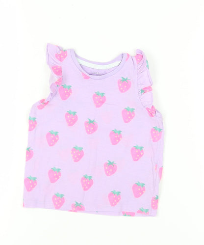 Marks and Spencer Girls' Purple Fruit Print Tank, Size 3-4