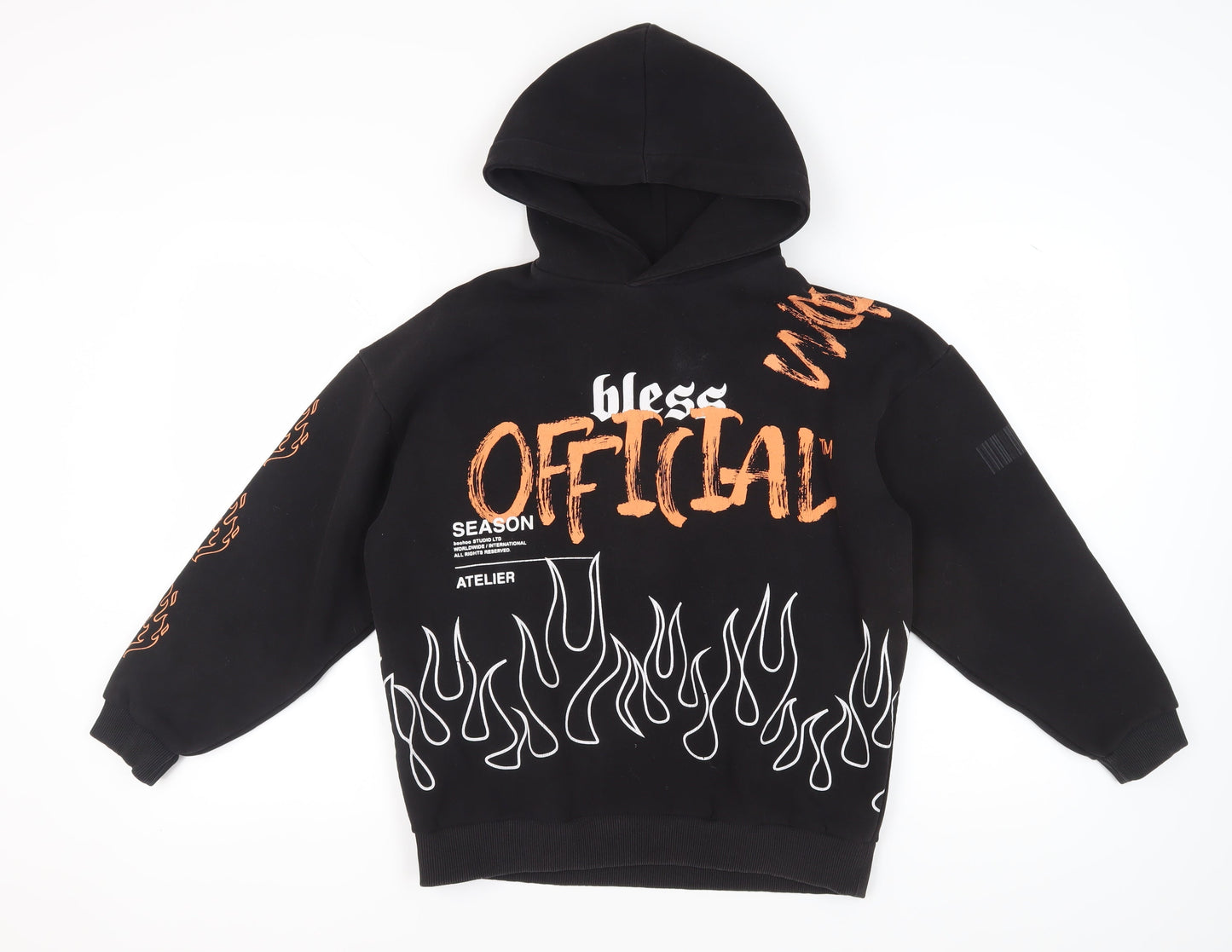 Womens UK Size S Boohoo Black Pullover Hoodie