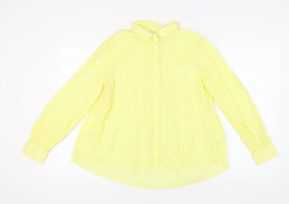 Marks and Spencer Women's Yellow Button-Up Shirt