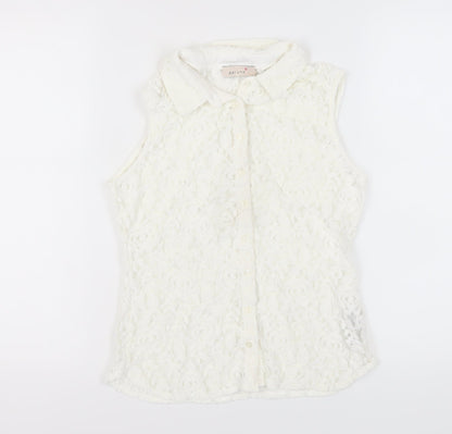 Womens UK Size 8 Marks and Spencer White  Blouse