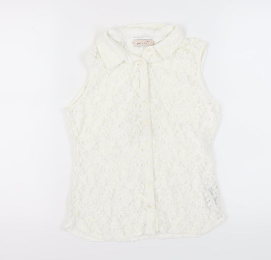 Womens UK Size 8 Marks and Spencer White  Blouse