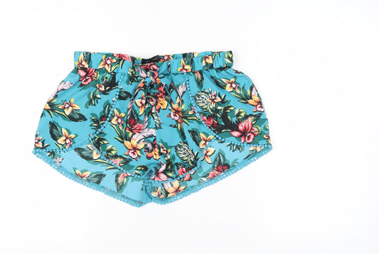 New Look Women's Blue Floral Shorts - Size M