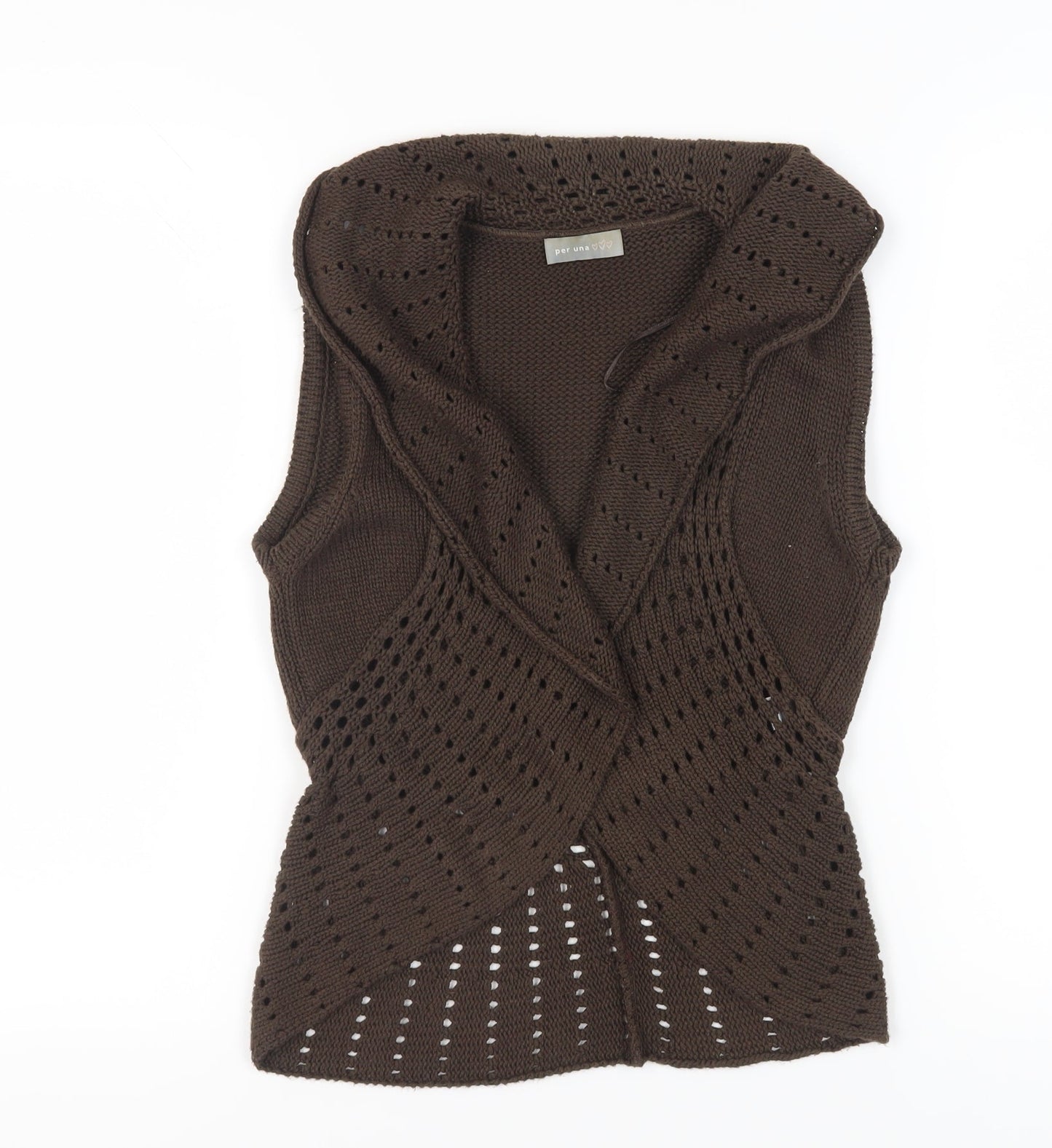 Womens UK Size M Per Una Brown Vest Jumper