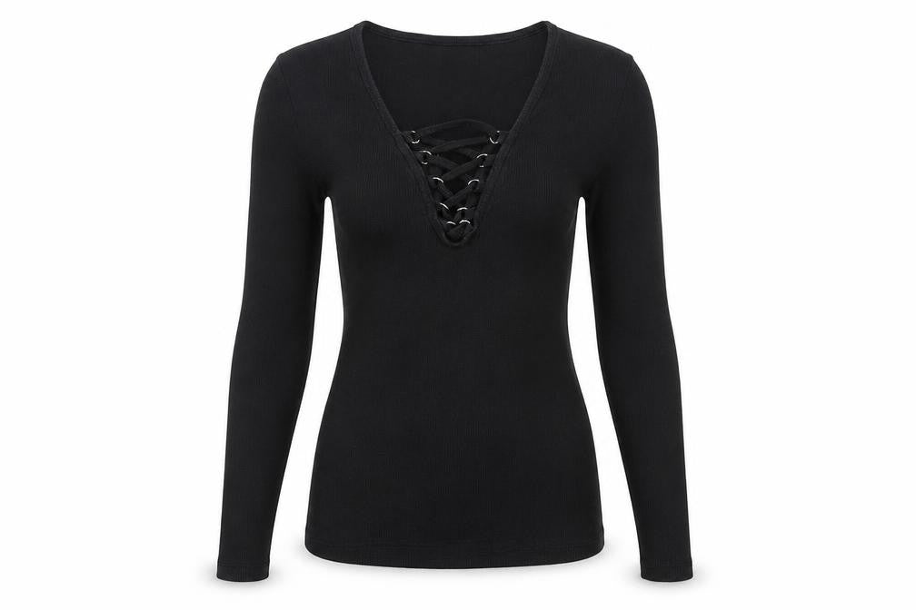 Womens UK Size 6 New Look Black Basic T-Shirt