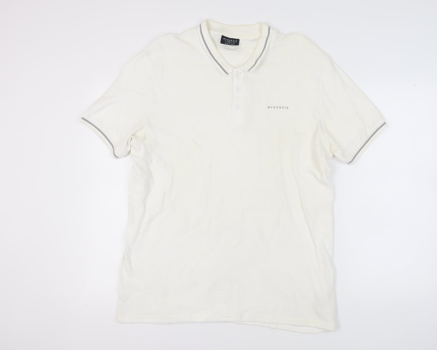 McKenzie Men's White Polo Shirt L Short Sleeve Logo Casual