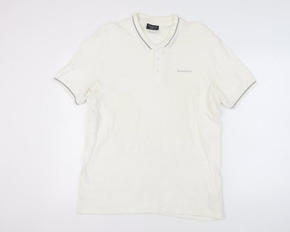 McKenzie Men's White Polo Shirt L Short Sleeve Logo Casual