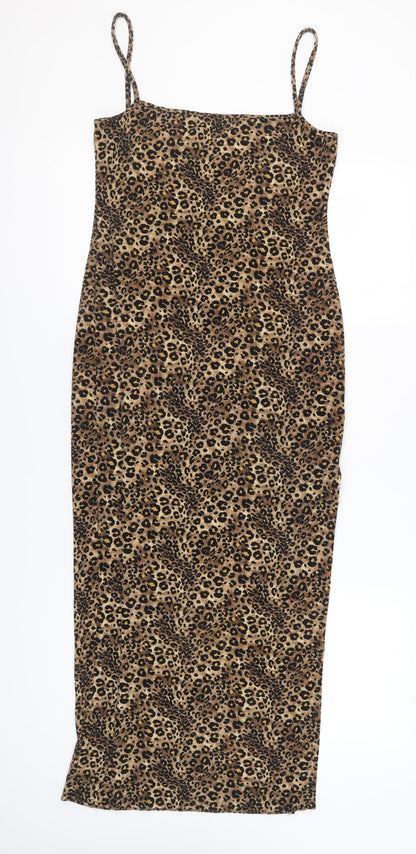 Debenhams Women's Brown Animal Print Slip Dress, Size 10