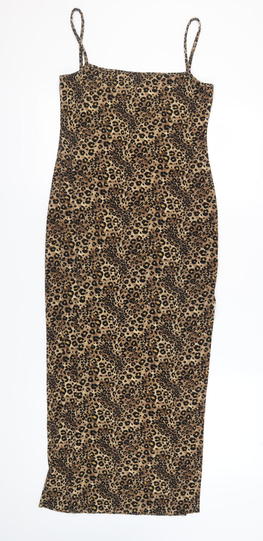 Debenhams Women's Brown Animal Print Slip Dress, Size 10