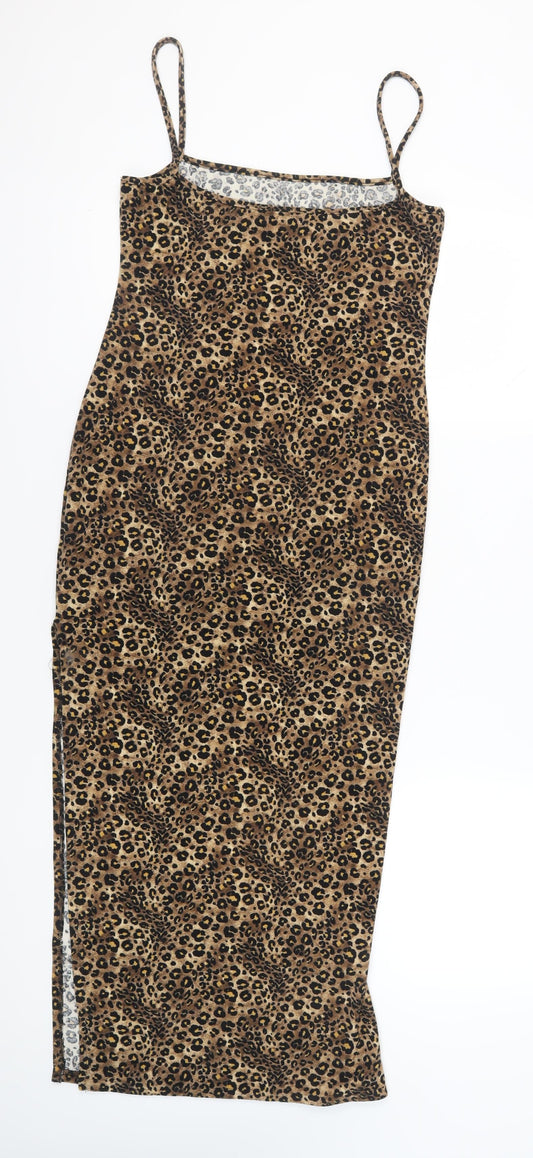 Debenhams Women's Brown Animal Print Slip Dress, Size 10