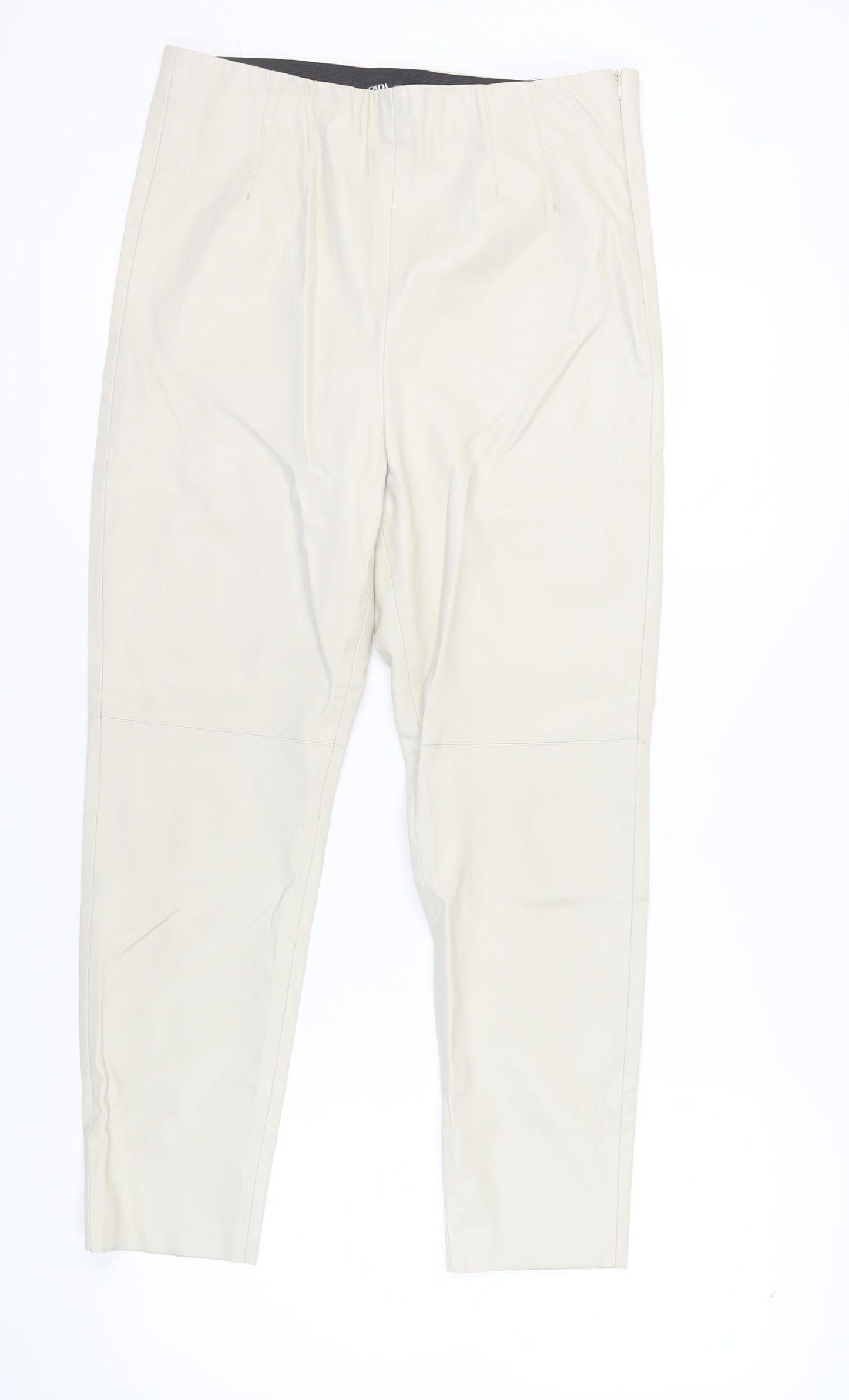 Womens UK Size Large Zara Regular Fit  Beige Trousers