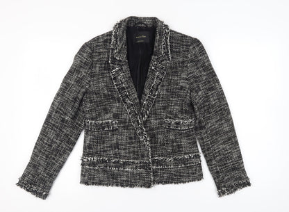 Massimo Dutti Women's Black Bouclé Blazer Size 12