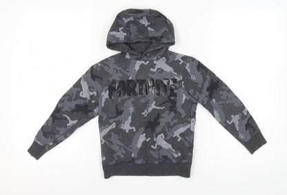Fortnite Grey Camouflage Boys Pullover Hoodie XS