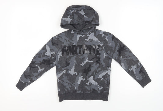 Fortnite Grey Camouflage Boys Pullover Hoodie XS