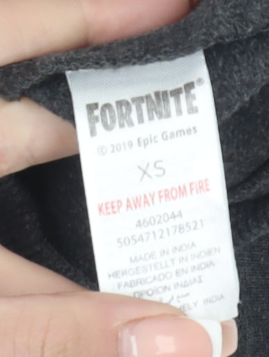 Fortnite Grey Camouflage Boys Pullover Hoodie XS