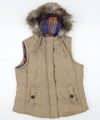 Marks and Spencer Beige Hooded Puffer Waistcoat Women UK 14