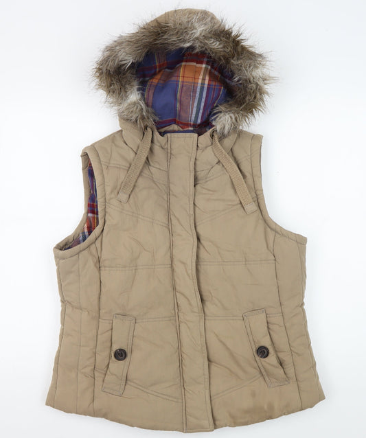 Marks and Spencer Beige Hooded Puffer Waistcoat Women UK 14