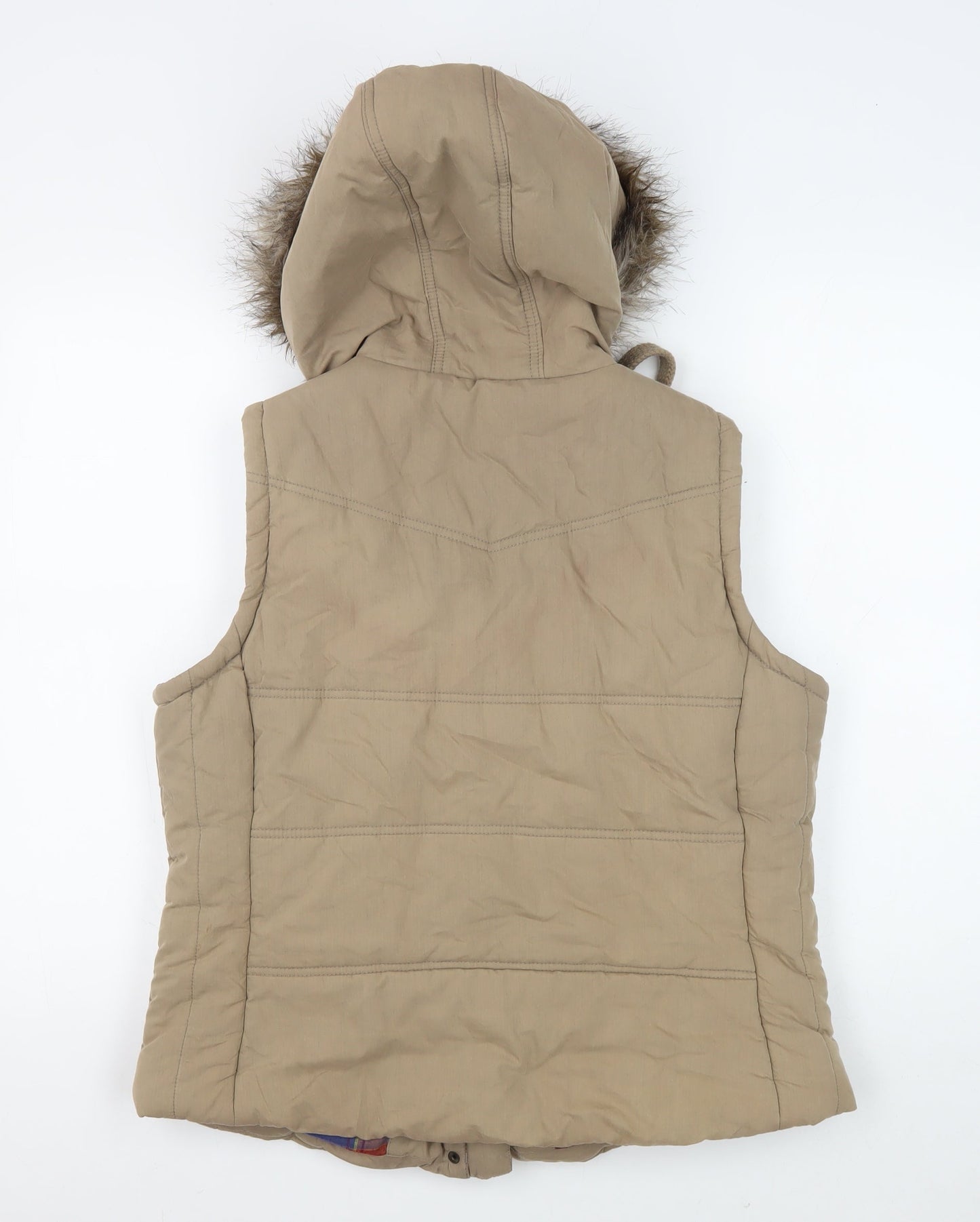 Marks and Spencer Beige Hooded Puffer Waistcoat Women UK 14