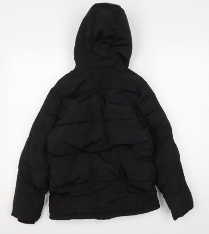 Lyle & Scott Boys Black Puffer Jacket 9-10 Years Hooded