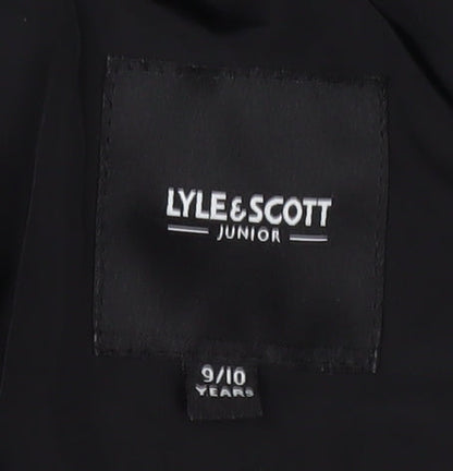 Lyle & Scott Boys Black Puffer Jacket 9-10 Years Hooded