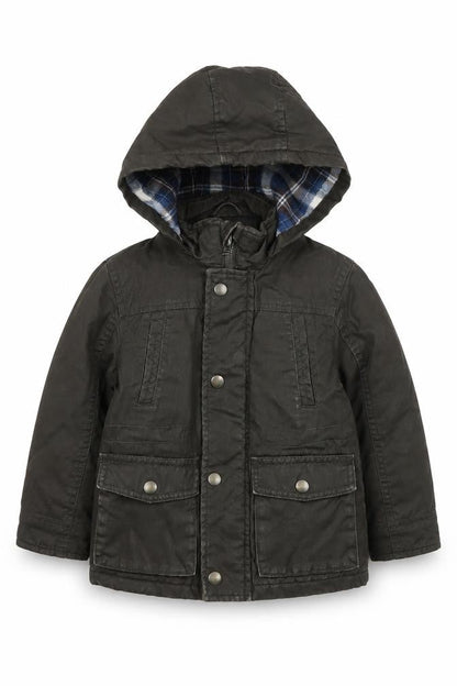 Front view of Marks & Spencer boys’ green parka jacket 2-3 years